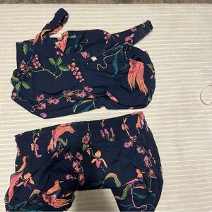 Soma Navy and Pink Cool Nights High Waist Women's Pajama Set, size XS